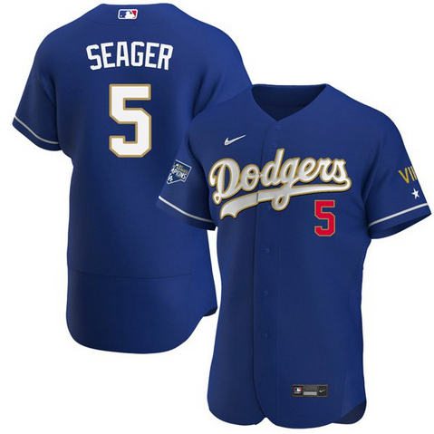 Men's Los Angeles Dodgers #5 Corey Seager Royal Blue MLB Championship Flex Base Sttiched Jersey Men's Los Angeles Dodgers #5 Corey Seager Royal Blue MLB Championship Flex Base Sttiched Jersey